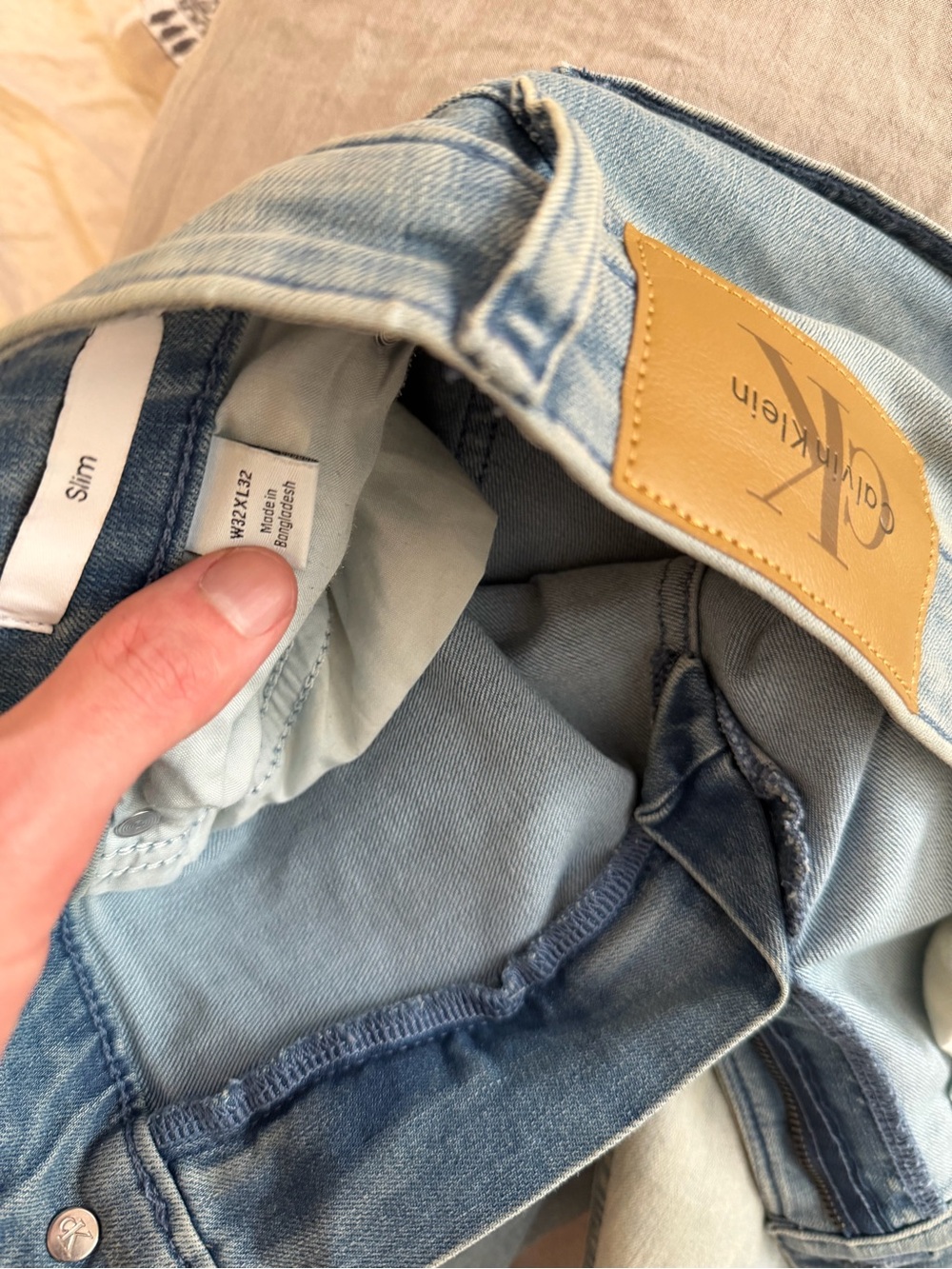 Calvin Klein Light Blue Slim Straight Jeans - Picture 3 of 5